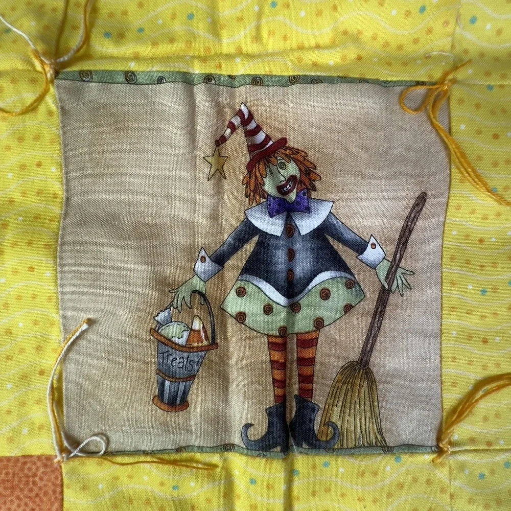Handmade Halloween Patchwork Quilt Kids‎ 47x38.5 Candy Corn Cat Tote Bag Set